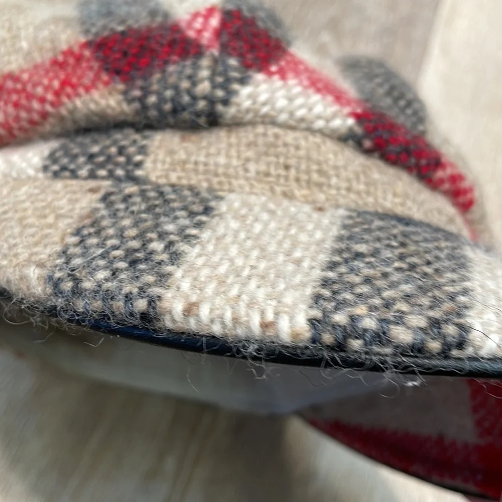 Burberry Beige Black and Red Check Wool Newsboy Cap